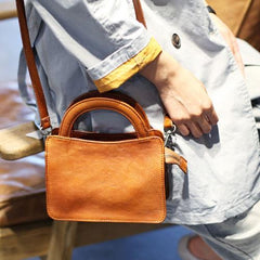Top Handle Satchel Bag Brown Leather Satchel Purse - Annie Jewel