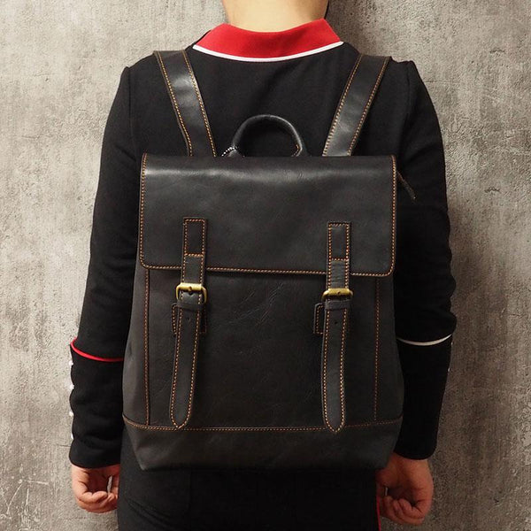 Cool Mens Leather 15inch Laptop Backpack Travel Backpack Leather School Backpack REAL03591026