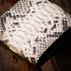 Handmade Leather Boa Skin Tooled Mens billfold Wallet Cool Small Wallet for Men