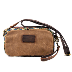 Cool Canvas Mens Green Clutch Bag Mini Side Bag Gray Small Messenger Bag For Men