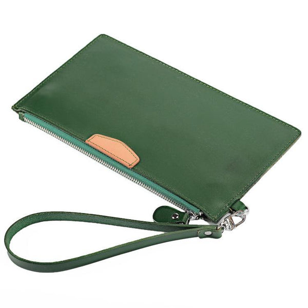 Leather Men's Slim Clutch Wristlet Wallet Zipper Clutch Wallet Phone Wallet For FY00991043