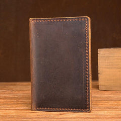 Black Cool Leather Mens Brown Driver's License Wallet Card Wallet Bifold Thin Card Holder For Men