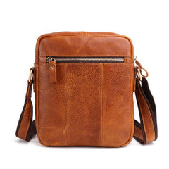 Cool Brown Leather Mini Messenger Bags Small Tablet Messenger Bag Side Bag For Men