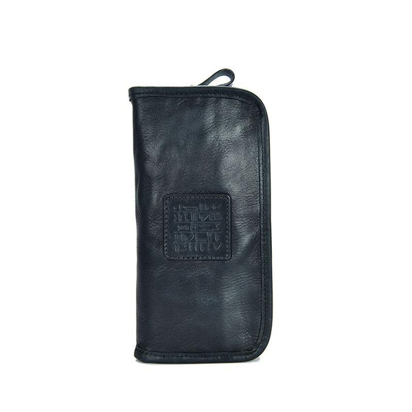 Vintage Mens Leather Long Zipper Wallets Blue Bifold Long Wallet Black Phone Wal CZPY01551002