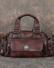 Handmade Coffee Leather Womens Vintage Handbag Best - Front View