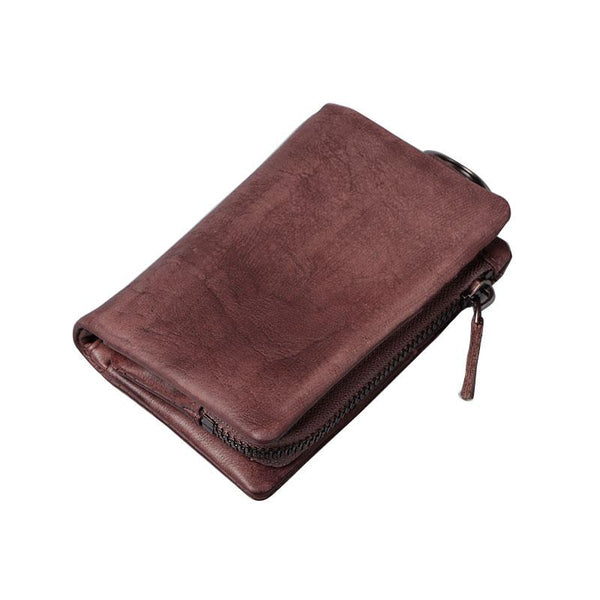 Handmade Mens Cool Leather Small KeyChain Wallet Men Small billfold Wallet for M NXX01191001