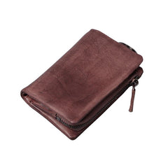 Handmade Mens Cool Leather Small KeyChain Wallet Men Small billfold Wallet for Men