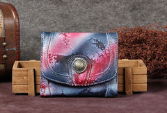 Genuine Leather Wallet Folded billfold Wallet Vintage Wallet Purse For Women Men