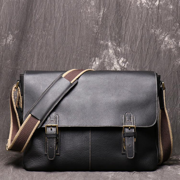 Black Cool Leather 13 inches Small Satchel - Back View