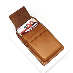 Badass Leather Mens Card Wallet Front Pocket Wallets Small Slim Wallet Change Wallet for Men