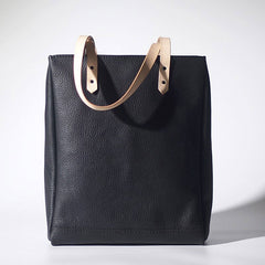 Handmade Black Leather Tote Purses Shoulder Bag Shopper Tote Bag for Women