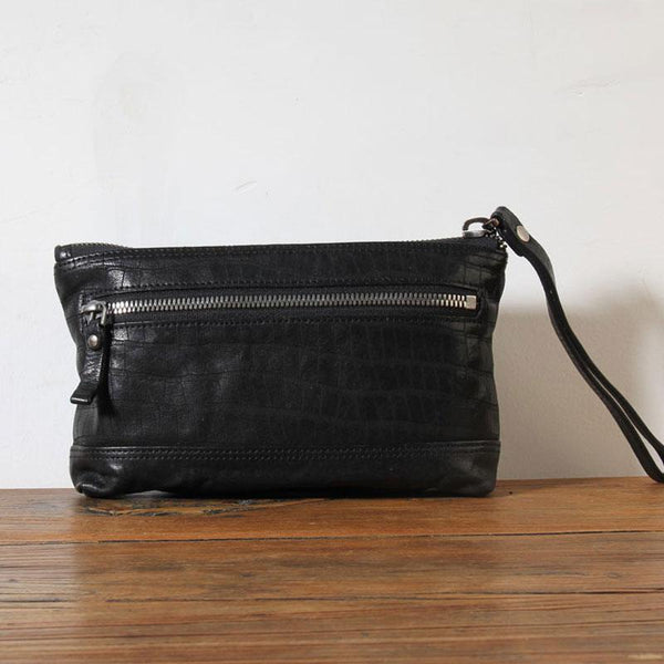 Genuine Leather Mens Clutch Cool Slim Wallet Zipper Clutch Wristlet Wallet for M YBL02081103
