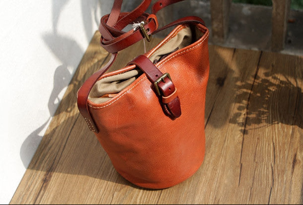 Handmade Leather bag for women leather shoulder bag crossbody bag bucket bag - EverHandmade