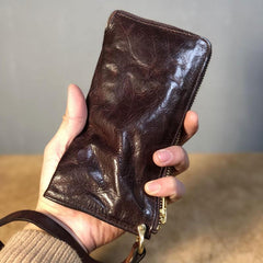 leather zip wallet mens long leather wallet zip around wallet long wallets for men 