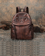 Handmade Brown Leather Backpack Womens Best School Rucksack Ladies Leather Backpack Purses