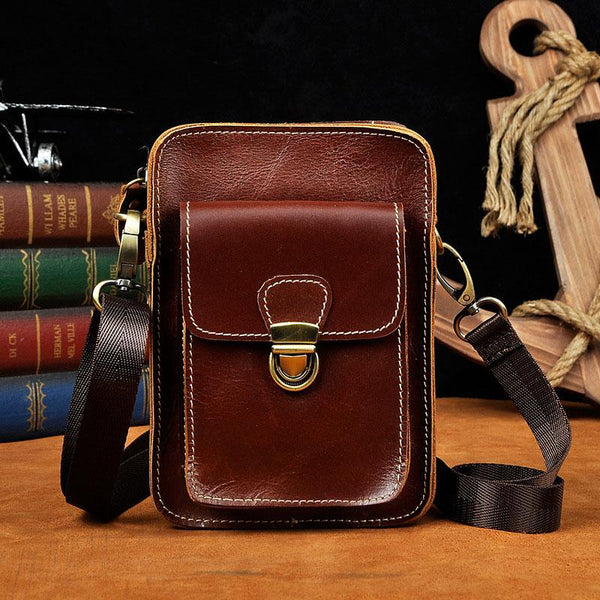Cool Mens Small Leather Belt Pouch Holster Belt Case Waist Pouch Side Bag for Me MN00991054