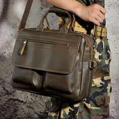 Black Coffee Leather Mens Briefcase Laptop Bag Business Bag Work Bags for Men