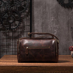 Cool Leather Small Mens Barrel Side Bag Bucket Shoulder Bag Messenger Bag for Men