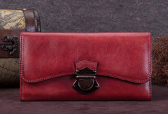 Genuine Leather Trifold Wallet Long Wallet Purse For Men Women
