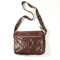 Casual Black Leather Mens Cool Side Bags Messenger Bag Brown Postman Courier Bags for Men