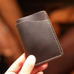 Handmade Dark Brown Leather Mens Card Holder Tan Card Holder Small Card Case For Men
