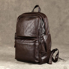 Coffee Leather Mens Cool Backpacks Large Travel Backpack Hiking Backpack for men