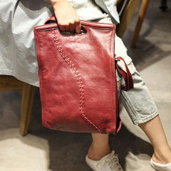 Leather Burgundy Bucket Bag Folded Bucket Style Purse - Annie Jewel