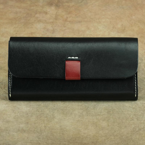 Cool Handmade Brown Leather Men's Large Envelope Long Wallet Green Vintage Long FY01591039