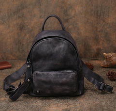Classic Coffee Leather Rucksack Womens Compact Leather Backpack Ladies Backpack Purses