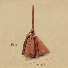 Coffee Womens Leather Clutch Wallet Zipper Wristlet Wallet Pyramid Shape Purse for Ladies