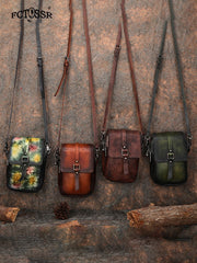 Green Leather Womens VIntage Phone Shoulder Bag - Lifestyle View