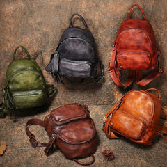 Classic Brown Leather Rucksack Womens Compact Leather Backpack Ladies Backpack Purses
