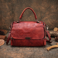Black Gray Vintage Womens Leather Handbag Purse - Closure Detail