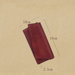 Purple Womens Vintage Leather Trifold Long Wallet - Interior View