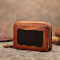 Leather Zipper Card Wallets Cute Small Women Double Zip Card Wallets For Ladies
