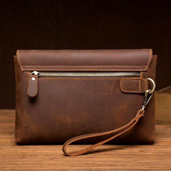 Brown Vintage Mens long Wallet Large Wristlet Wallet Cool Clutch Wallet Envelope MSG02381081