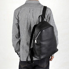 Fashion Leather Mens Cool Backpack Large Black Travel Backpack for men