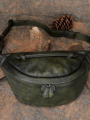 Vintage Leather Waist Bag Fanny Pack Vintage Handmade Hip Packs for Men