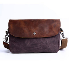 Mens Waxed Canvas Leather Small Side Bag Canvas Messenger Courier Bags for Men