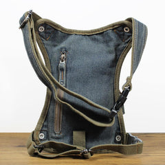 Denim Jean Mens Waist Bag DropLeg Pouch Bag Blue Hip Bag Fanny Pack For Men