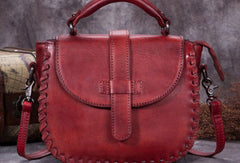 Genuine Leather Handbag Woven Vintage Crossbody Bag Shoulder Bag Purse For Women - EverHandmade