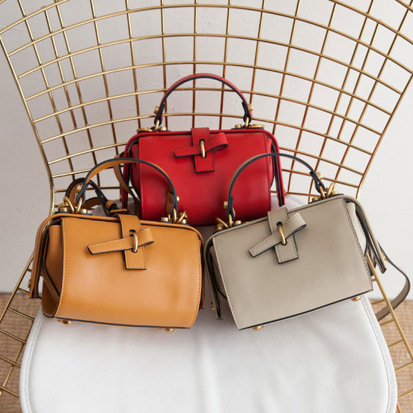 Small Leather Stylish Womens Boston Handbag Doctor Shoulder Bag for Women