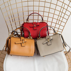 Small Leather Stylish Womens Boston Handbag Doctor Shoulder Bag for Women
