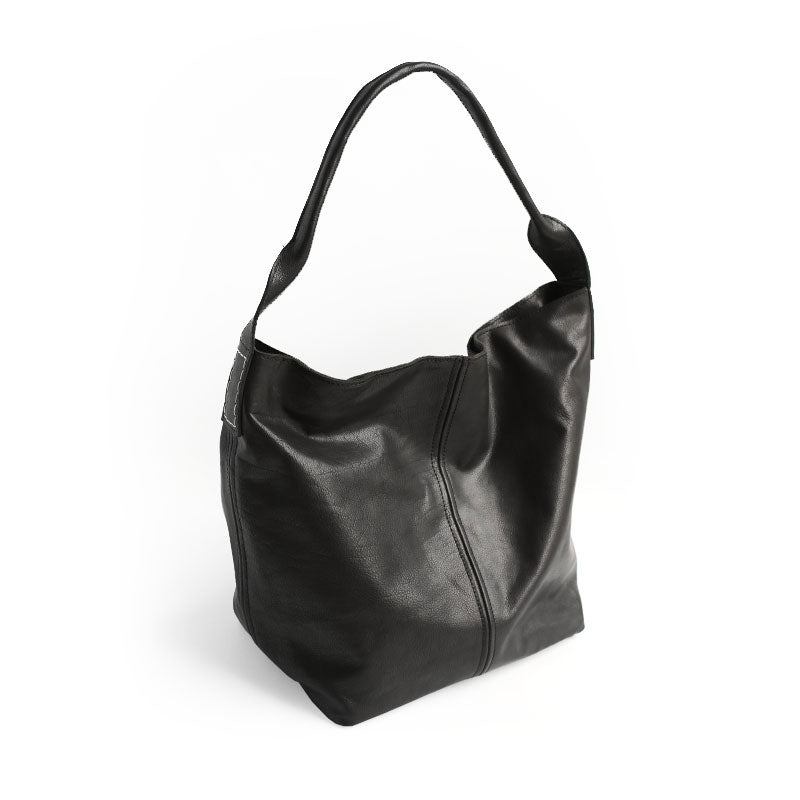 Vintage LEATHER WOMENs Large Bucket SHOULDER BAG Barrel Purse FOR WOMEN