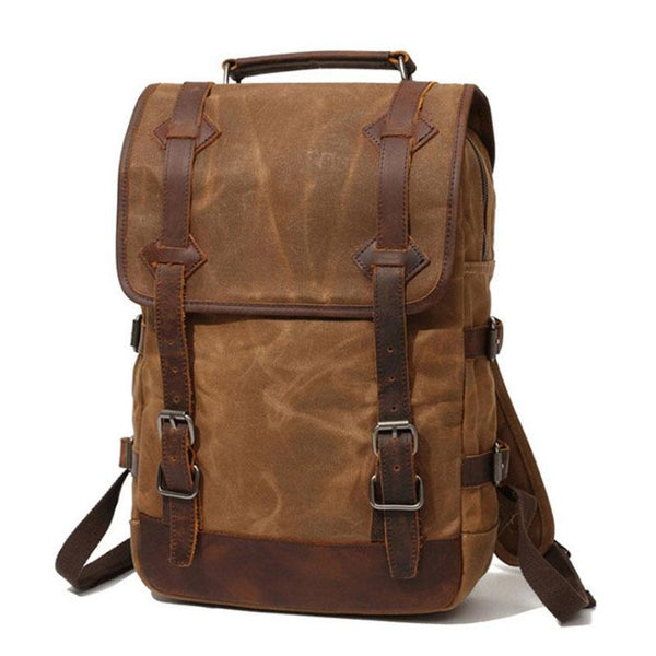 Waxed Canvas Leather Mens Backpack Canvas Travel Backpacks Canvas School Backpac QGX02051041