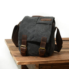 Cool Waxed Canvas Leather Mens Casual Waterproof Small Side Bag SLR Camera Bag Messenger Bag For Men