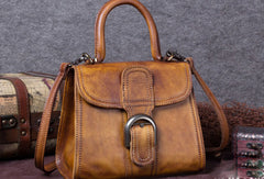 Genuine Leather Handbag Vintage Saddle Bag Shoulder Bag Crossbody Bag Purse For Women - EverHandmade