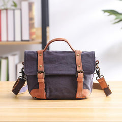 Canvas Leather Mens Womens Small Handbag Side Bag Green shoulder Bag Messenger Bag for Men