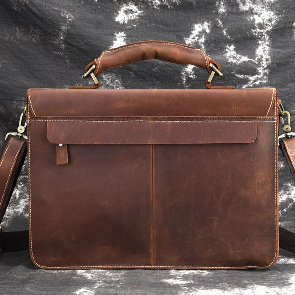 Leather Men Vintage Briefcase Laptop 15inch Handbags Shoulder Bags Work Bag For FY04592099