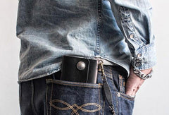 Cool Handmade leather biker chain wallets leather chain men Black long wallet - EverHandmade